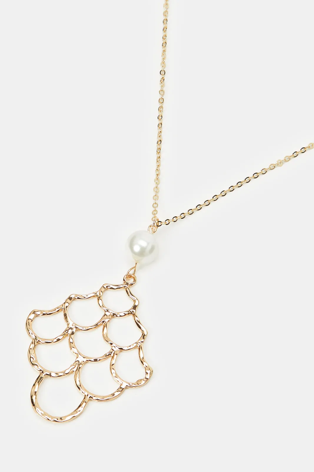 Women Gold Embellished Necklace And Earrings Set (2 Piece)