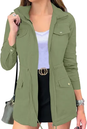 Women's Long Sleeve Military Jacket Zip Up