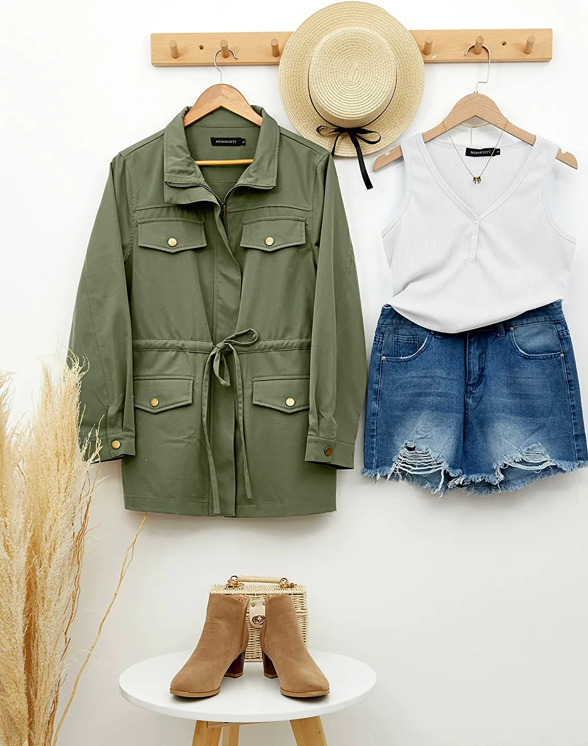 Women's Long Sleeve Military Jacket Zip Up