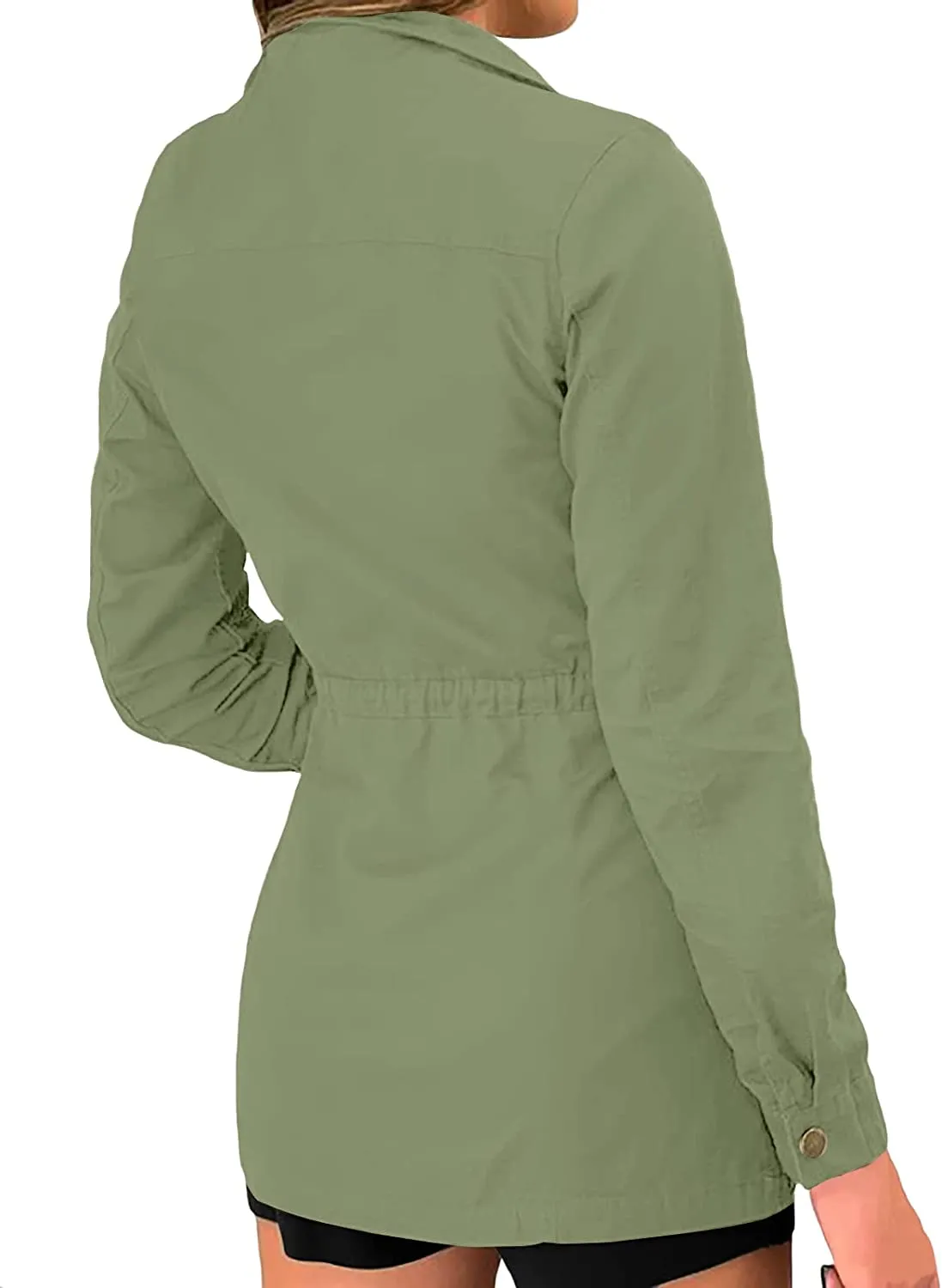 Women's Long Sleeve Military Jacket Zip Up