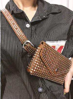 Women's Vintage Casual Pu Leather Mini Bag With Rivets