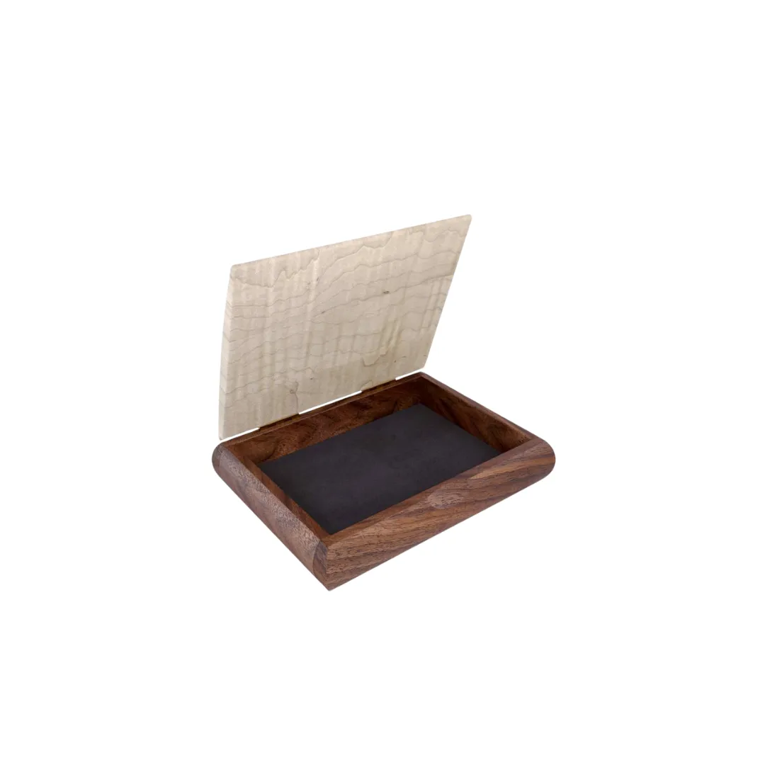 Wooden Tranquility Box in Walnut   Curly Maple