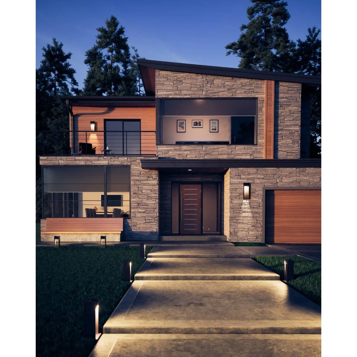 Zur 24 In. LED Outdoor Wall Sconce in-line Fuse 3000K Black Finish